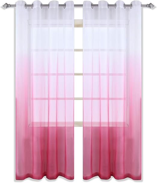 Amazon Com Pink And White Sheer Curtains 84 Inch For Little Girls