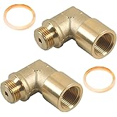 2PCS O2 Sensor Spacer, 90 Degree Angled Premium Brass Bung O2 Sensor, O2 Oxygen Sensor Spacer Adapter Extender M18 x 1.5 Sens