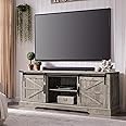 OKD Farmhouse TV Stand for 75 Inch TV, Rustic Entertainment Center w/Sliding Barn Door Wood Media Console Cabinet 66 Inch Long Television Stands for 70 Inch TVs, Light Rustic Oak