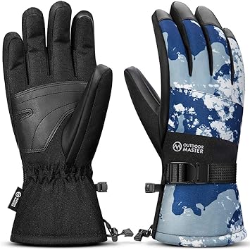 Amazon Outdoormasterスキーグローブ 防寒グローブ スポーツグローブ スノーグローブ アウトドアグローブ 手袋 レディース メンズ 冬用 防風防寒 撥水加工 滑り止め 紛失防止 保温 厚手 通気性 クライミンググローブ スノボーグローブ サイクルグローブ ランニング