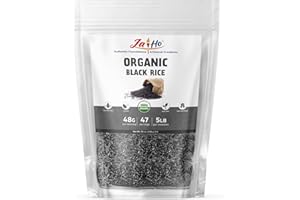 Jai Ho Certified Organic Black Rice – 5 LB Resealable Pouch Gluten-Free, Vegan, Non-GMO Whole Grain – Rich in Antioxidants & Nutrients – Premium Heirloom Black Rice