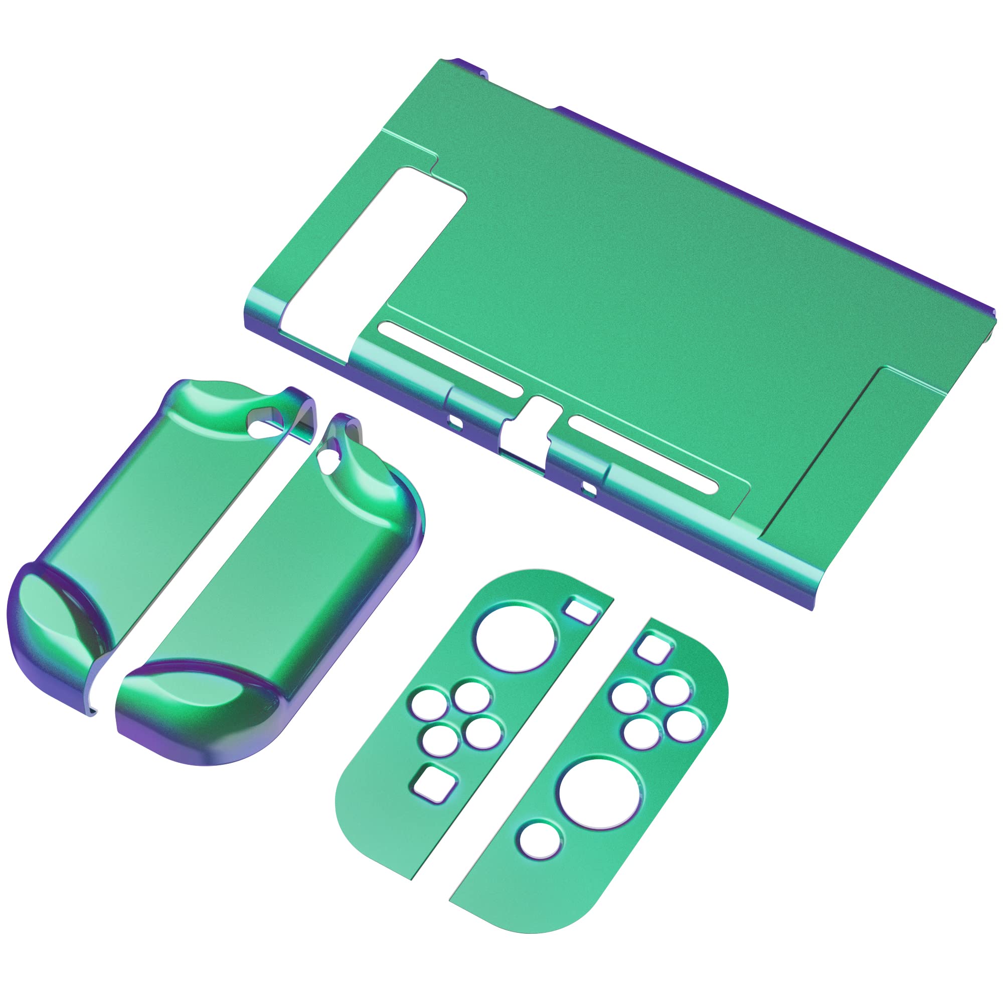 eXtremeRate PlayVital Cover for Nintendo Switch, Protective Case Protector for Switch, Shock-Absorbent Anti-Scratch Dockable Easy to Install Durable Hard Shell Game Accessories, Chameleon Green Purple