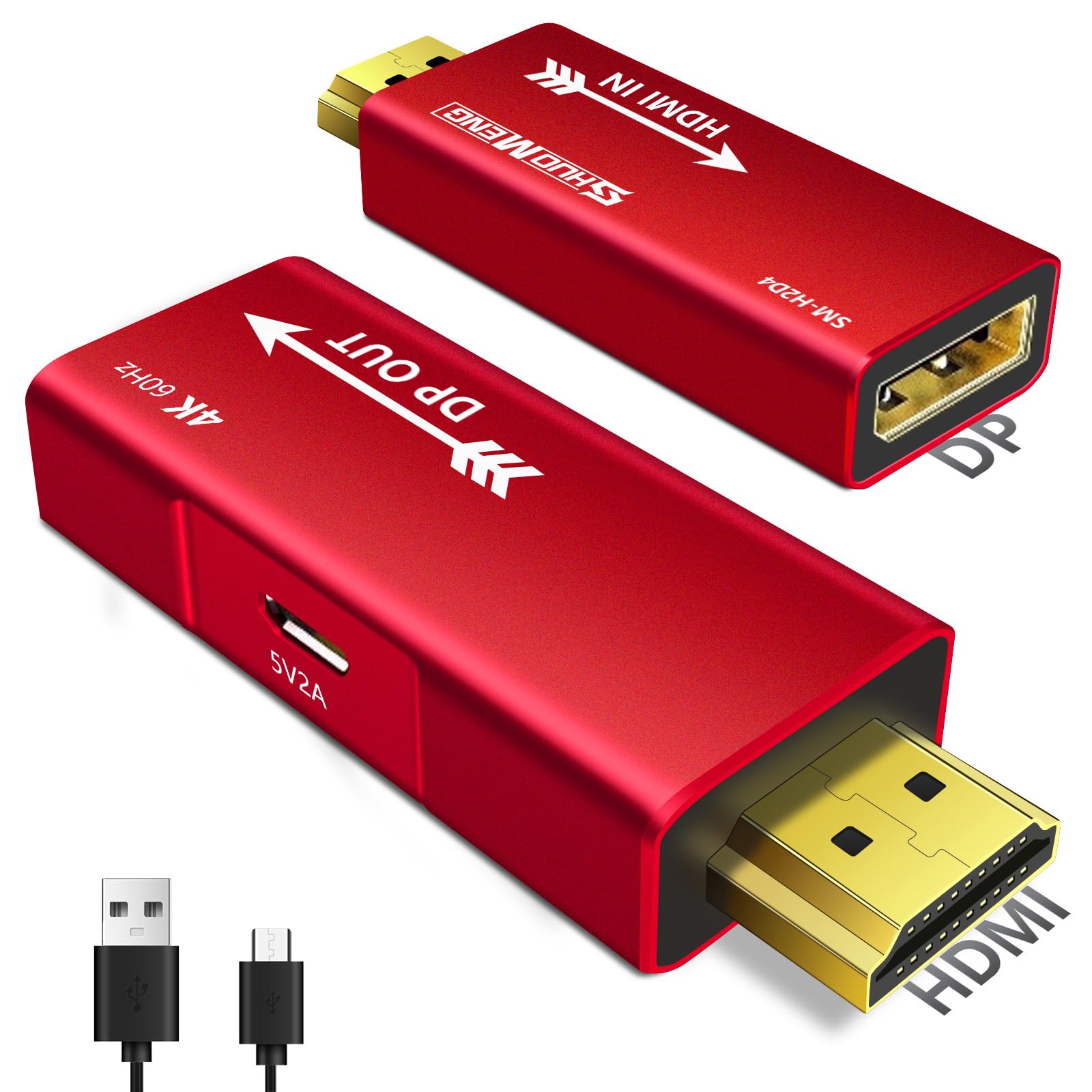 Photo 1 of Shuomeng HDMI to DisplayPort Adapter, 4K@60Hz, 1080p@120Hz, HDMI computer to DP monitor Converter with usb power