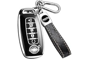 MONTAGUE Key Fob Cover for Nissan with Keychain Accessories, Premium Soft TPU Full Protection Key Case for 2023 2024 Rogue Pathfinder Versa 2025 Sentra Patrol Armada Smart Key Shells (5 Buttons,Black)
