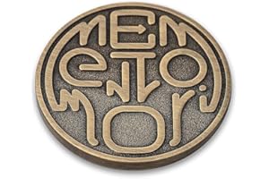 STOIC STORE UK Memento Mori Stoic Coin - Stoicism Symbolism Momento Mori EDC Coin with Skull Face Hidden Within Coin - Marcus Aurelius, Brass Challenge Coin, Unus Annus, Memento Vivere