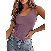 Zeagoo Women's Double Lined Square Neck Tank Top Sleeveless Basic Crop Tops Trendy Going Out Tops