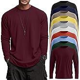 Velvelhall 10 Pack Men Big and Tall Cotton Shirts Long Sleeve Tops