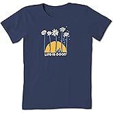 Life is Good Women's Crusher Tee Shirt, Short Sleeve Cotton Graphic T-Shirts, Towering Daisies Bike