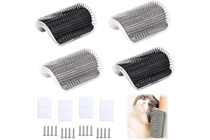 Shoyisenka 4 Pcs Cat Self Groomer Set, Soft Wall Corner Groomers & Massage Combs for Short & Long Fur Cats, Scratching Brush 