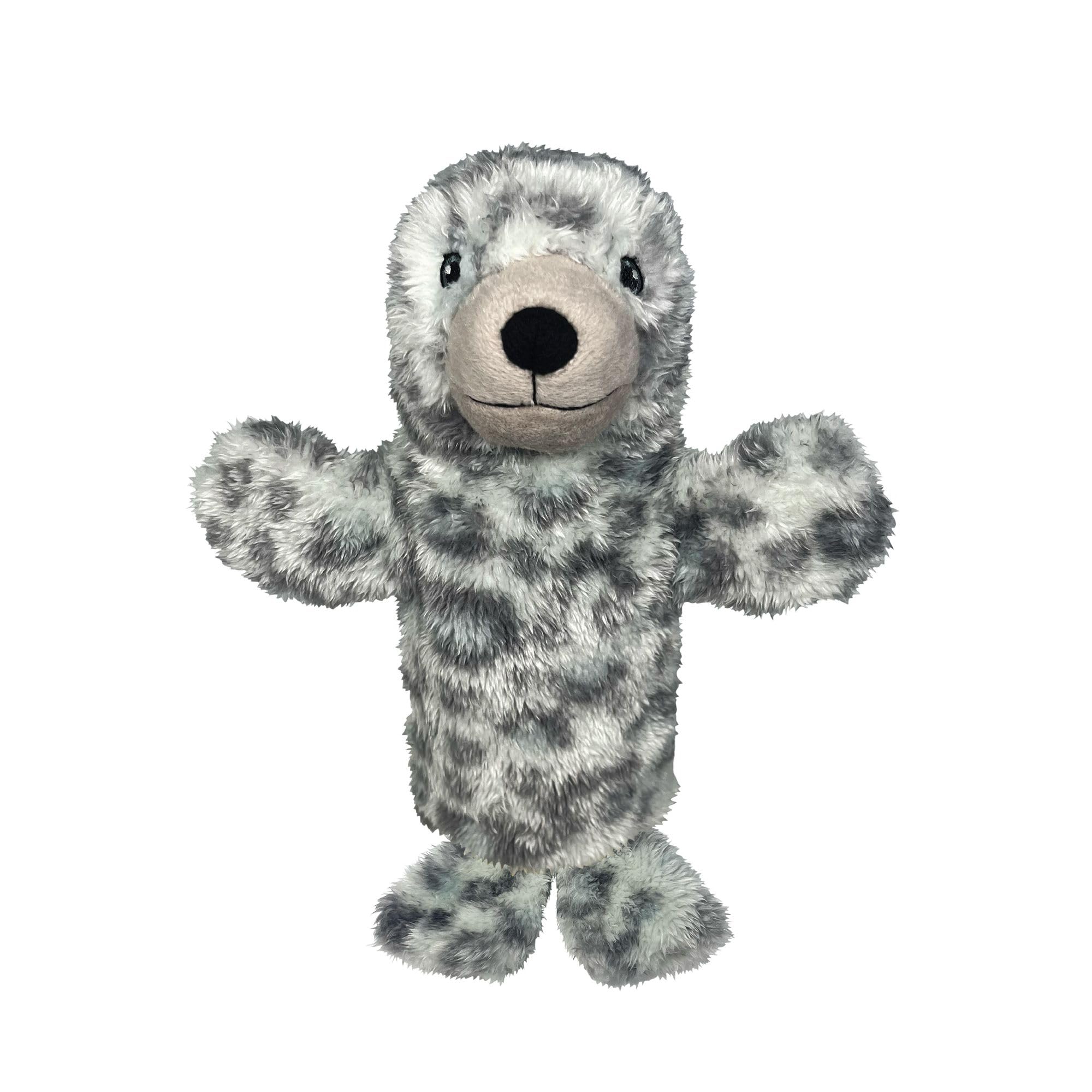 EcoBuddiez Hand Puppet - Harbour Seal from Deluxebase. Plush Puppets made from Recycled Plastic Bottles. Eco-Friendly Animal Toy for Pretend Play, Kids Gifts and Party Favours.
