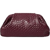PHILOMENA Women's Woven Evening Bag Vegan Leather Clutch Purse Dumpling Ruched Bag Party Wedding Elegant Handbags