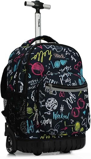Rolling Backpack 19 inch Wheeled LAPTOP Boys Girls Travel School Student Trip