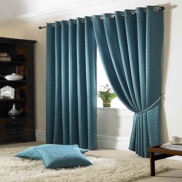 Madison Lined Eyelet Ring Top Curtains Teal 90x90 Amazon Co Uk