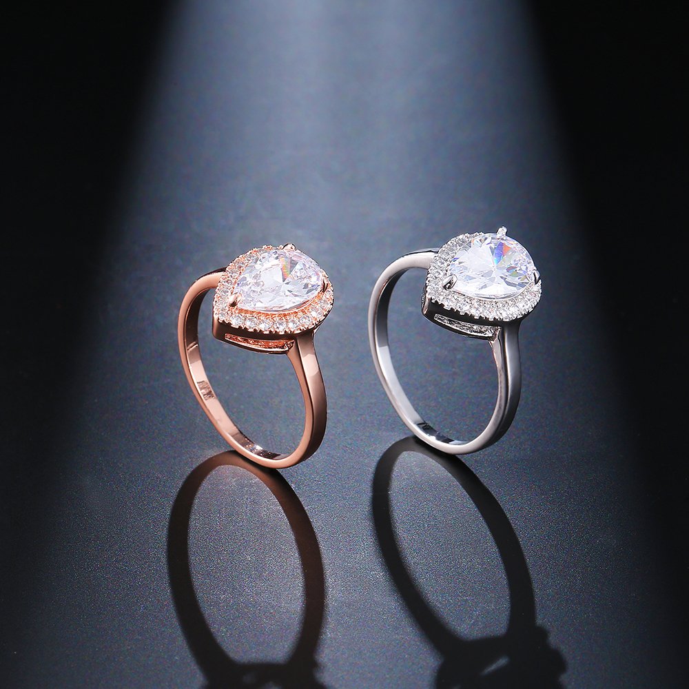 mytysun Wedding Rings 4 Ct Engagement Wedding Ring Teardrop Pear Cut CZ Cubic Zirconia Solitaire Wedding Jewelry for Women Girlfriend 9