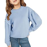 Sunborui Girls Long Sleeve Crew Neck Sweatshirt Casual Cute Oversized Pullover Tops with Raw Hem