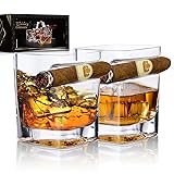YouYah Cigar Whiskey Glasses with Cigar Holder-Set