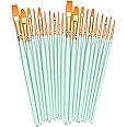 BOSOBO Paint Brushes Set, 2 Pack 20 Pcs Round Pointed Tip Paintbrushes Nylon Hair Artist Acrylic Paint Brushes for Acrylic Oil Watercolor, Face Nail Art, Miniature Detailing & Rock Painting, Green