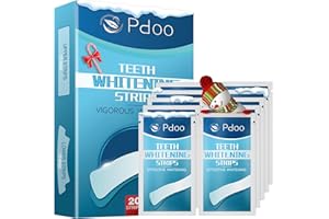 PDOO Teeth Whitening Strip Kit - 20 Non-Sensitive Whitener Strips, 30 mins Fast-Result Teeth Whitening Strips, No Slip Teeth Whitening Products, Professional Teeth Whitener