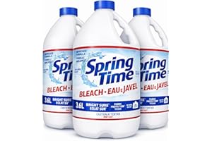 SpringTime Bleach – Eau de Javel Concentrée, 3 × 3.6 L (10.8 L Total), Concentrated Liquid Bleach for Laundry, Kitchen & Bath