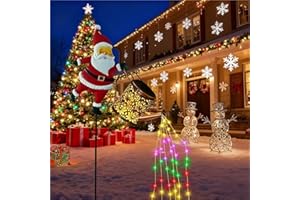 AIRBIL Christmas Santa Solar Kettle Lights - Garden Lawn Decorative Lights, Claus Ground Decorative Pathway Lamp, Patio Waterproof Watering Can Light Vintage Metal Outdoor Decoration(Colorful)