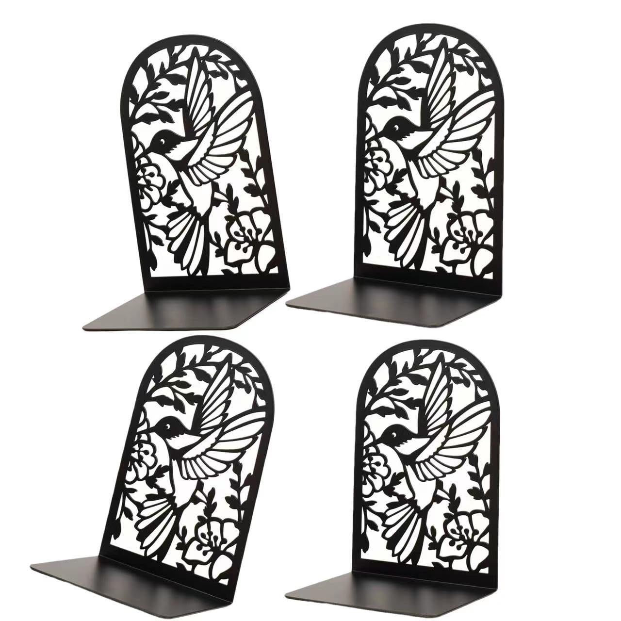 Deefongo Book Ends, 2 Pair Bookends Heavy Duty, Heavy Duty Metal Bookends for Home, Office, Library