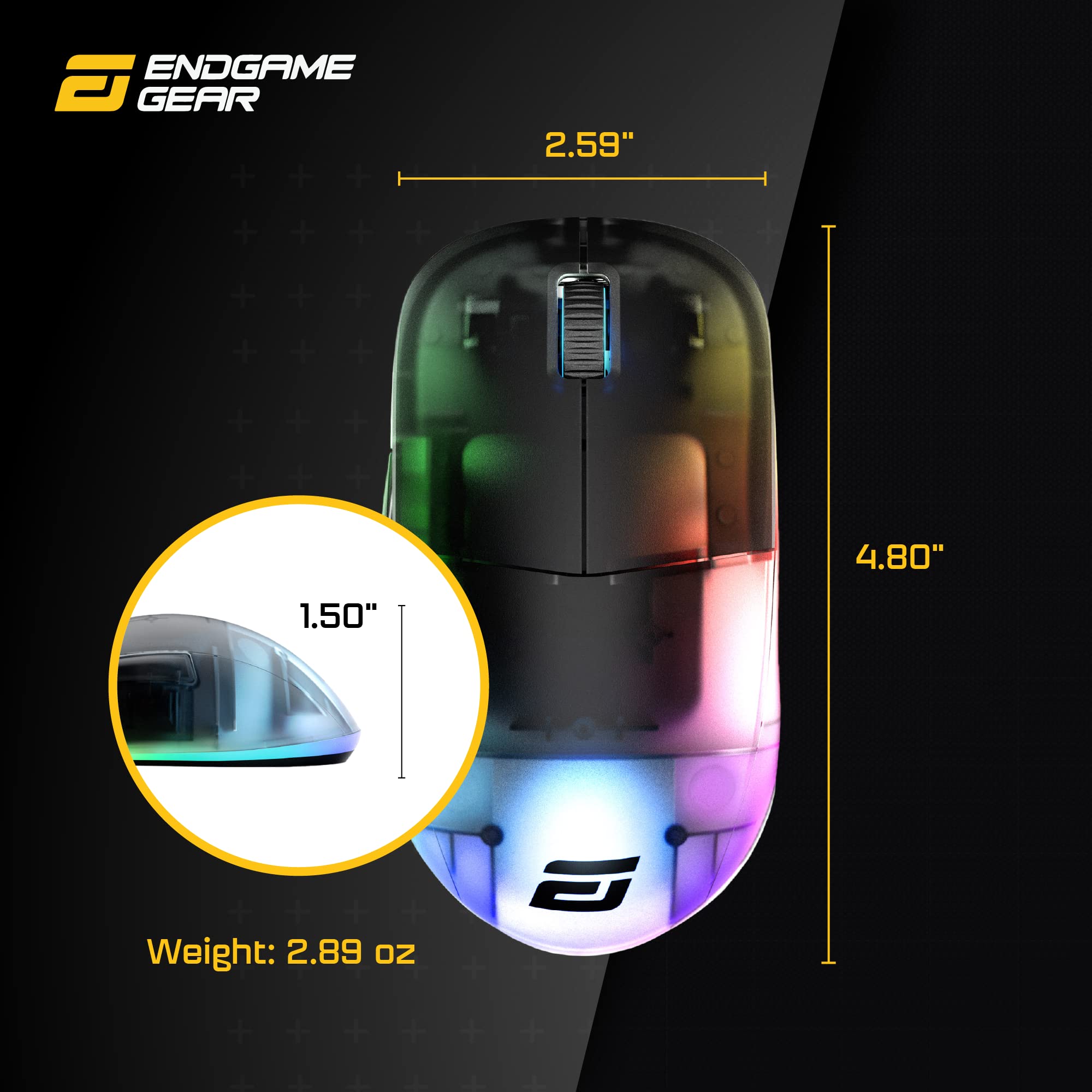 ENDGAME GEAR XM1 RGB Gaming Maus - Optischer PWM3389 Sensor - 50:16.000 DPI - 5 Tasten – GM 4.0-60M Switches - 1 ms Taster Reaktionszeit – USB Ergonomische Leichte Maus 82g - Dark Frost 6