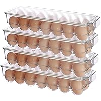 Cq acrylic 4 PACK Egg Holder for Refrigerator,Clear Plastic Egg Storage Container Organizer Bin,Large Capacity Stackable Devi