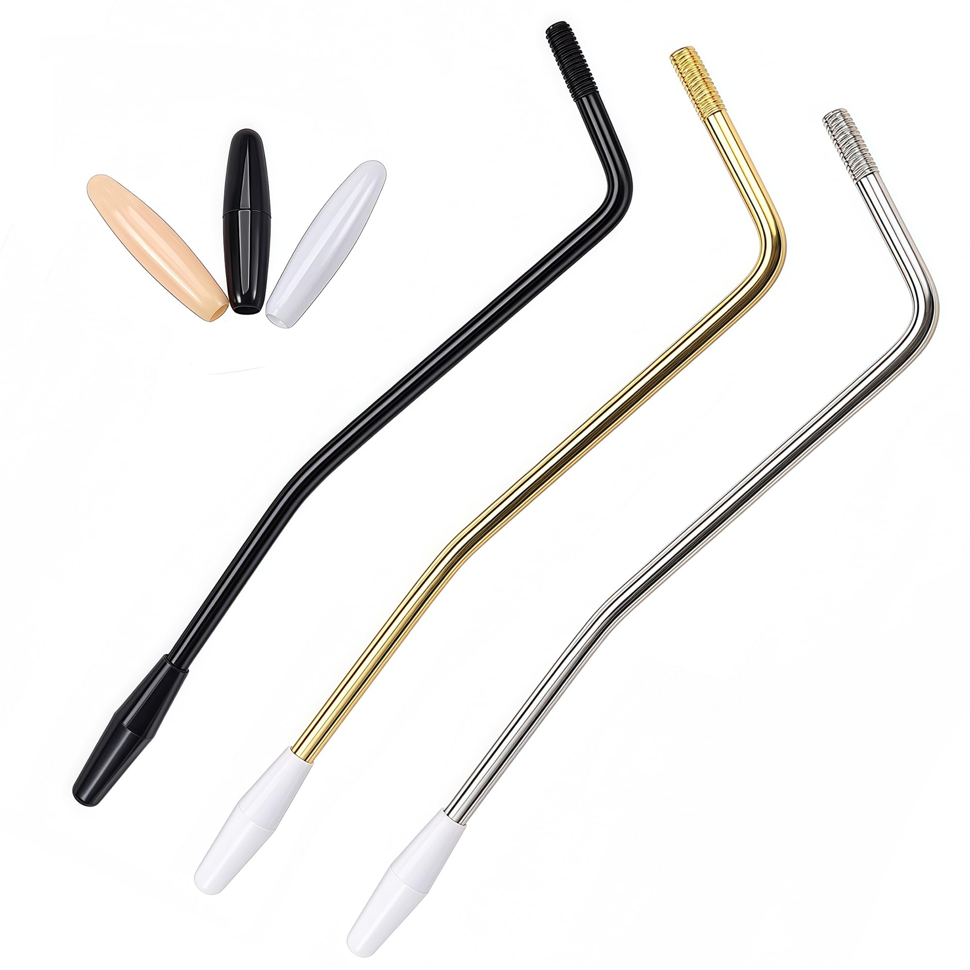Musiin 3-Piece 6mm Tremolo Arm Electric Guitar Tremolo Arm Threaded Metal Single Tremolo Arm Whammy Bar Compatible with Stratocaster Electric Guitar Tremolo System (Set of 3 Colors)