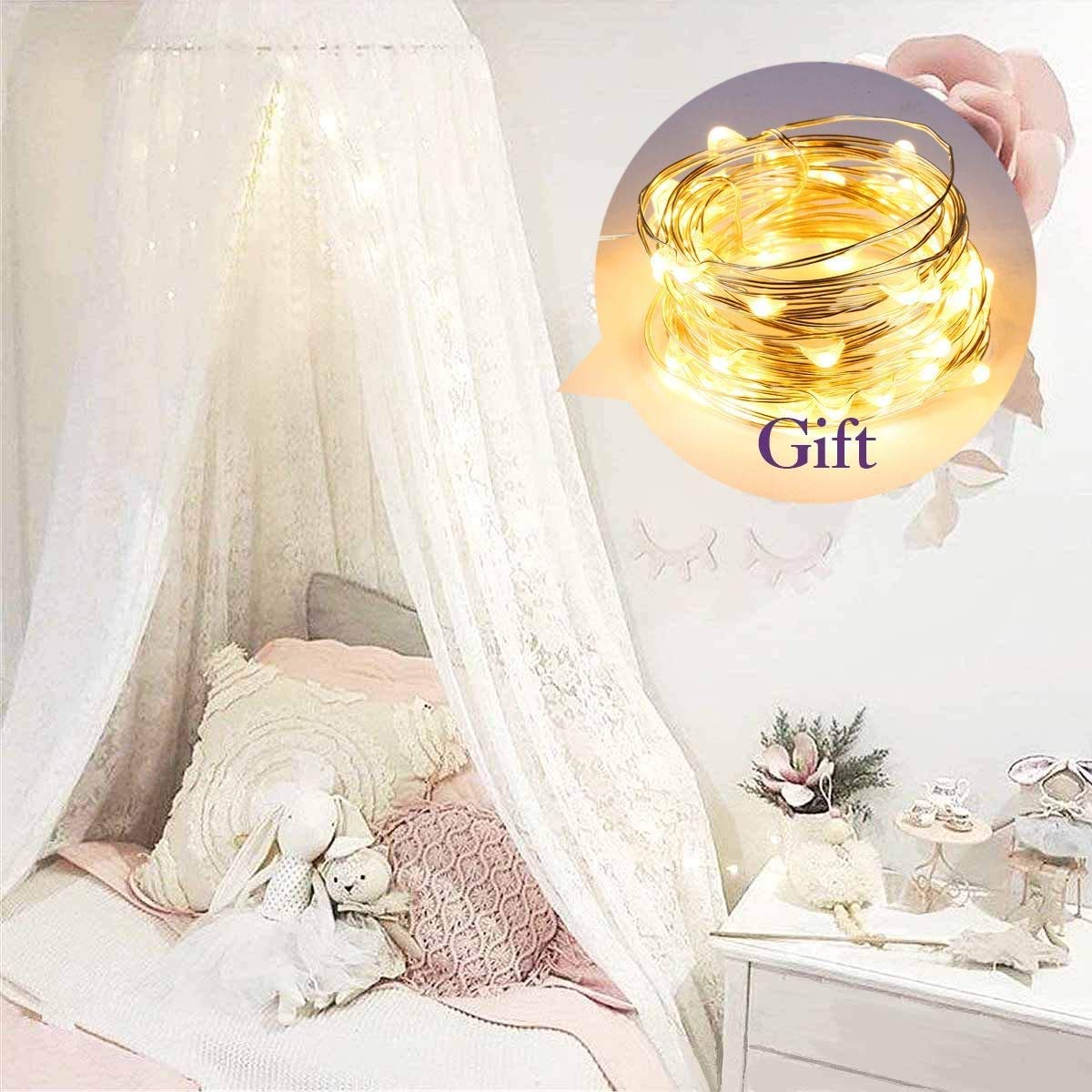 Spitze Baldachin Spitzenborte Betthimmel Aus Spitze Baumwolle Atmungsaktiv Moskitonetz Baby Prinzessin Spielzelte Deko Furs Kinderzimmer Schlafzimmer Lesen Zeit Gratis Lichterkette Stern Girlande Amazon De Baby