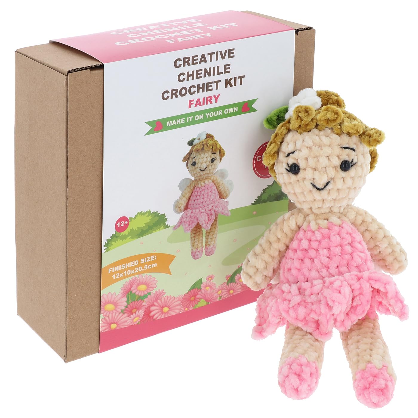 Shudehill Giftware Chenille Creative Crochet Kits Bear, Bunny, Horse, Duck, Dog, Fairy & More - Perfect for Learning or Experienced Crocheters (Fairy)