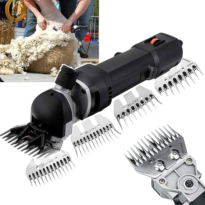 Cordless Sheep Shears Pro, 220V 1200W 6 Speed / 4 Cutter Heads, Blade Tightness Adjustment With