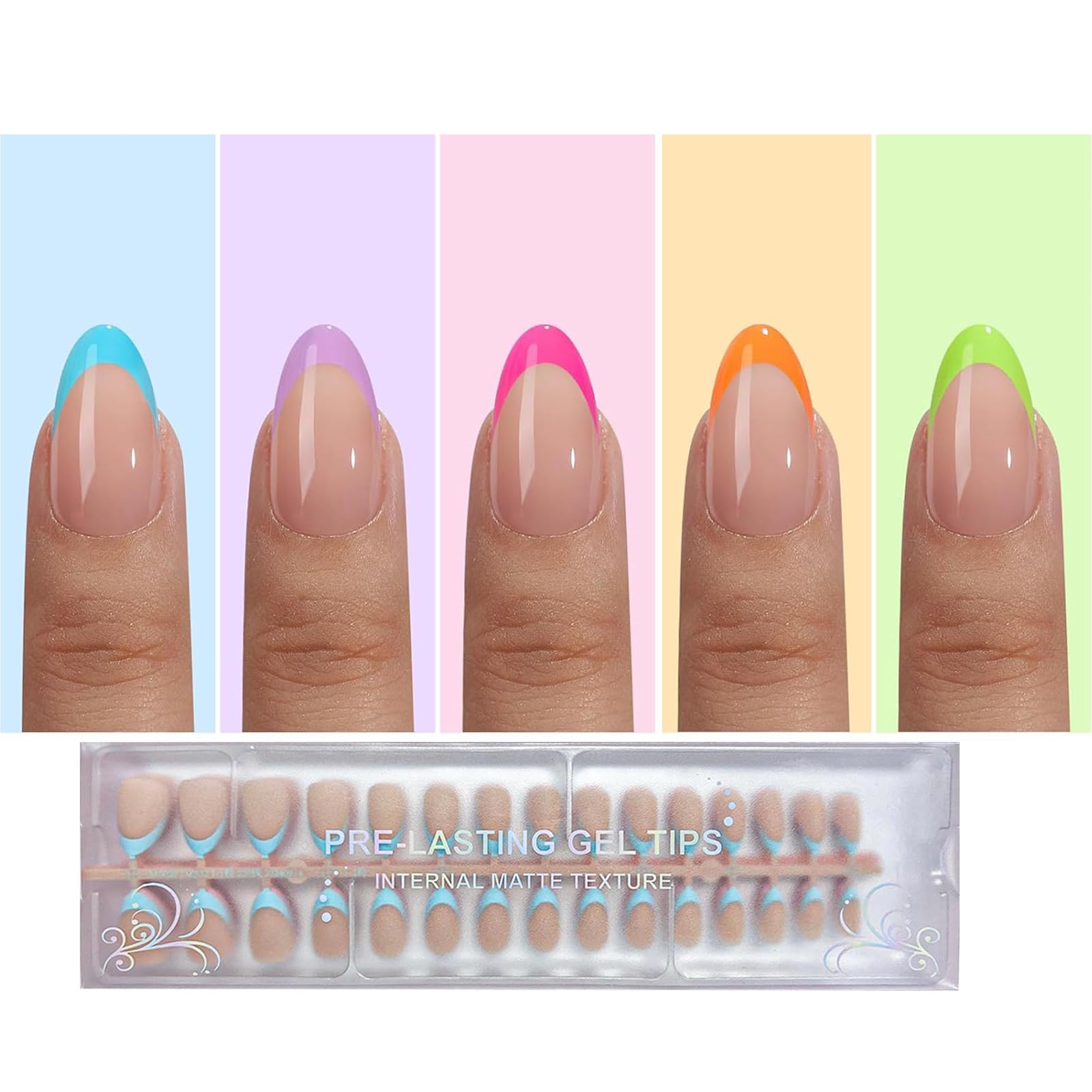 Photo 1 of *2 pack* French Tip Press On Nails, OPkssnails 150pcs Brighte French Press ON Nails Extra Short Almond, Pre-lasting Soft Gel Nails, Soak Off Acrylic False Nails for Nail Art DIY Extension 15 Size, Purple