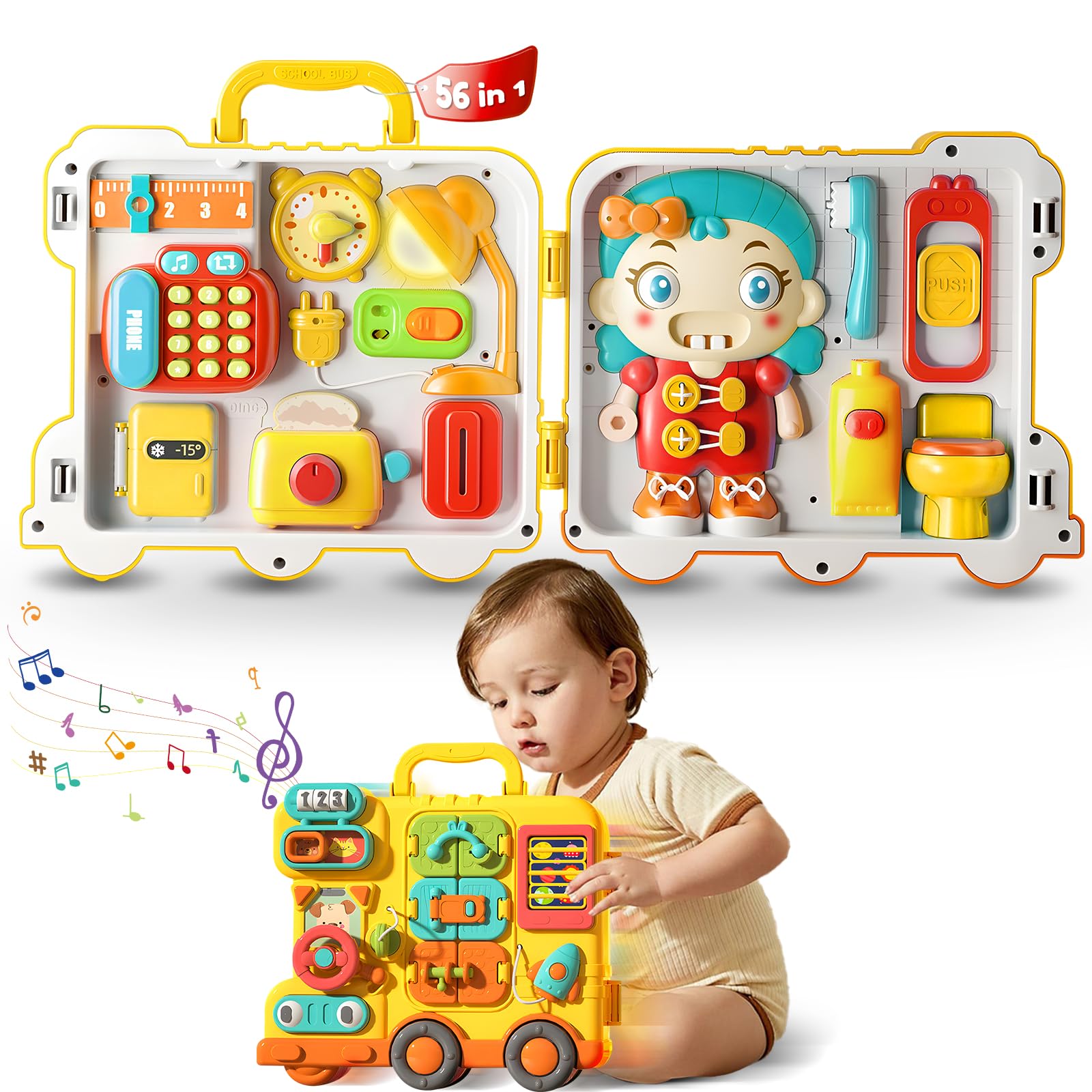 ROHSCE Baby Busy Board Montessori Toy, Sensory Learning Plane for Toddlers, Ideal Gift for Boys and Girls