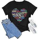 Kindness Shirt for Women Summer Casual Short Sleeve Inspirational Tee Tops