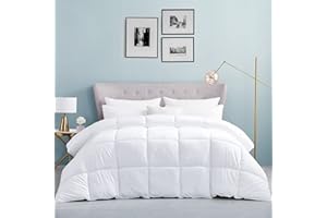 EGYPTIAN BEDDING Luxurious King/California King (Cal King) Hard-to-FIND 90 Oz Fill Weight Goose Down Alternative Comforter, 600 Thread Count 100% Egyptian Cotton Cover, 750 Fill Power, Solid White Color
