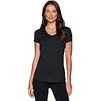RBX Women's Buttery Soft Running Shirt - Short Sleeve V-Neck Space Dye Tee, Black