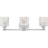 Hinkley Elle Collection Three Light Bathroom Vanity Fixture with Clear Chevron Glass, Chrome