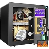 1.2 Cub Safe Box with Digital Keypad & Alarm System - Electronic Lock Box for Jewelry Cash with Adjustable Shelves - Includes