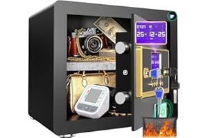 1.2 Cub Safe Box with Digital Keypad & Alarm System - Electronic Lock Box for Jewelry Cash with Adjustable Shelves - Includes