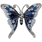 FEELMEM Crystal Rhinestone Butterfly Brooch Pin Blue Color Butterfly Brooches for For Women Wedding/Banquet/Birthday Party