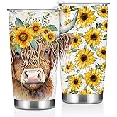 Cow Print Stuff Tumbler, Western Decor Sunflower Gifts for Women Cow Lovers Graduation Birthday Christmas, Western Coffee Mug Stainless Steel Vacuum Insulated Double Wall Travel Cup with Lid,20oz