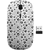 sanacci 2.4GHz USB Wireless Mouse, Pet Paw Print Pattern, Ergonomic Slim Computer Mice for Kids