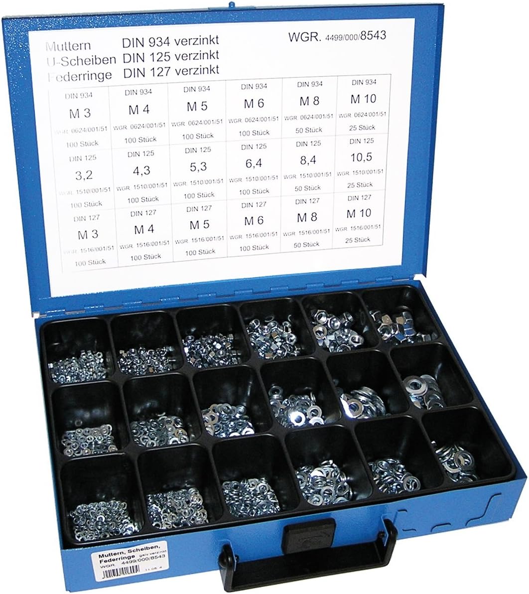 Dresselhaus 8543 Set of Nuts Split Washers and Washers Galvanised, Assorted