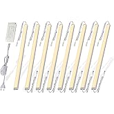 Cefrank Under Cabinet Lighting, 8-Pack 12in Linkable V-Shape LED Bars 3000K | Warm White,1600lm CRI 85, Plug-In or Hardwire Ready, Kitchen, Counter, Shelf, Closet, Pantry, Display Case, Bookcase