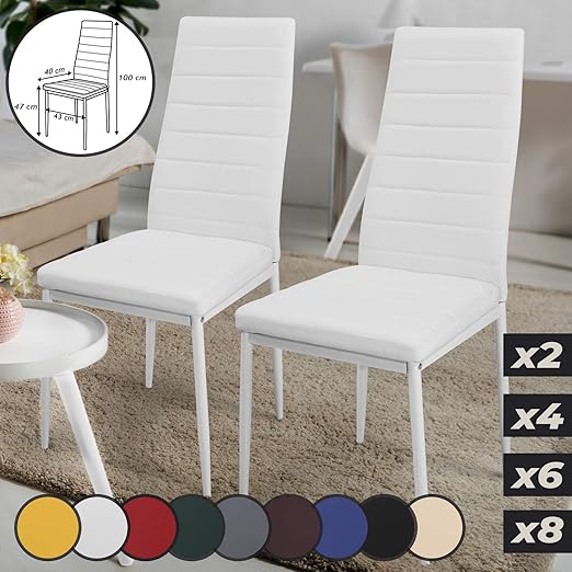 Miadomodo Esszimmerstuhle 2er 4er 6er 8er Set Kunstleder Metall Hohe Ruckenlehne Farbwahl Beige Blau Braun Gelb Grun Grau Rot Schwarz Weiss Kuchenstuhl Wohnzimmerstuhl 2er Weiss Amazon De Kuche Haushalt