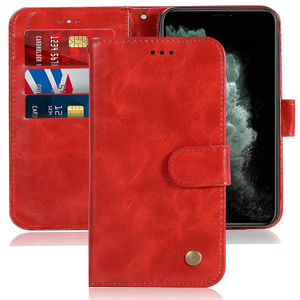 Jhxtech Case for iPhone 11 Pro Case 5.8 inch Wallet Case, PU Leather Wallet Flip Phone Case Cover with Card Slots for iPhone 11 Pro (red)