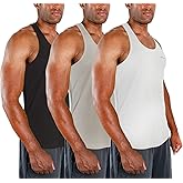 DEVOPS 3 Pack Men's Y-Back Dry Fit Muscle Gym Workout Tank Top