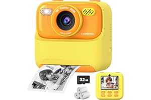 CIMIZI Upgrade Kids Camera Instant Print for Boys and Girls, 1080P HD Dual-Lens Selfie Digital Camera with Print Paper & 32G Card, Christmas Birthday Gifts Toys for Toddler and Teenagers Age 3-16 Years Old