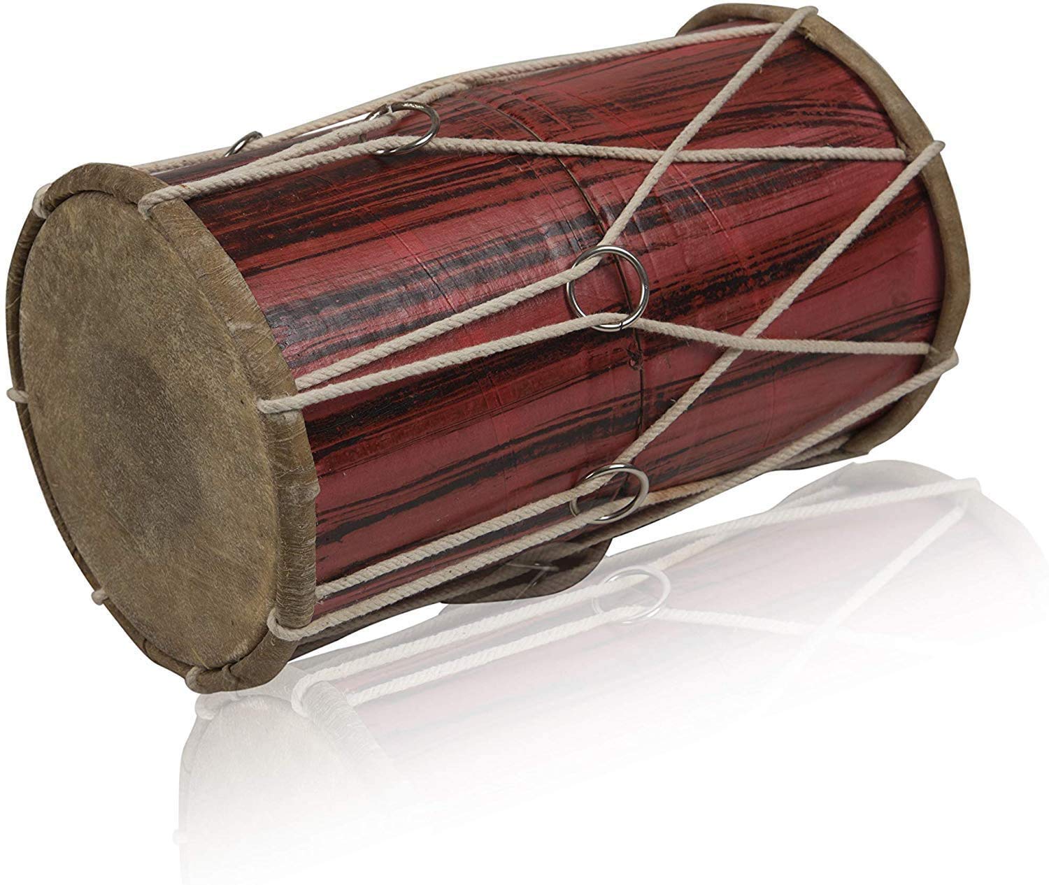 Small 25 x 15 cm Compact Dholak Drum Set, Handmade Wood & Leather Classical Indian Hand Percussion Drums, World Musical Instruments Punjabi Tabla Dhol Dholki For Decor & Travel Gift For Music Lovers