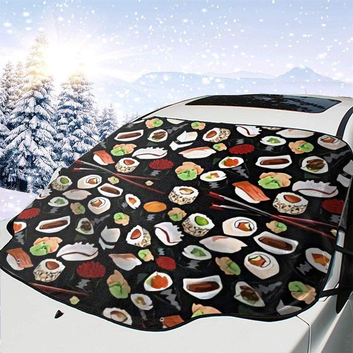 remmber me Sushi Car Windshield Snow Cover Ice Cover Windshield 57.9X46.5 Inch Sun Shade Waterproof Windshield Protector for Jeep Trucks Suvs Mpvs